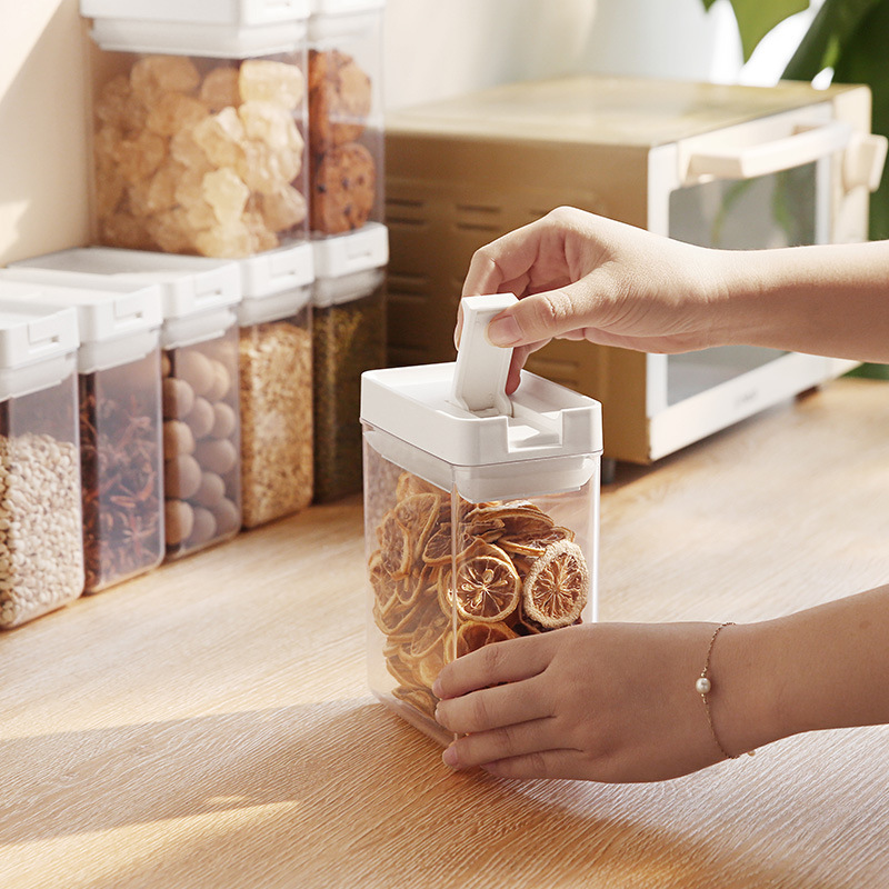 日式加厚密封罐PET五谷杂粮收纳盒防潮厨房透明塑料食物保鲜盒