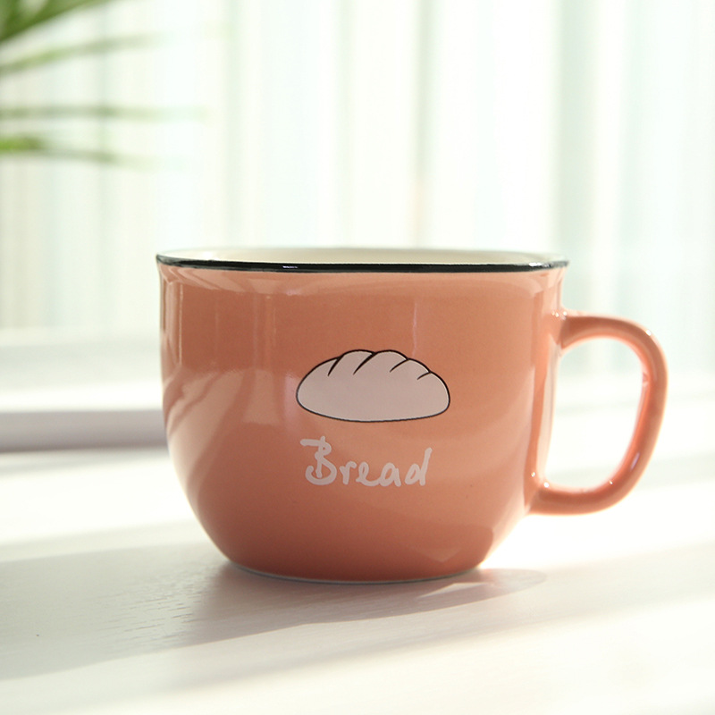简约早餐杯陶瓷水杯会议伴手礼商务咖啡杯卡通甜品容器印制logo
