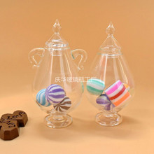 厂家可定创意水滴形玻璃罐 双耳糖果罐娃娃屋diy微缩食玩场景道具