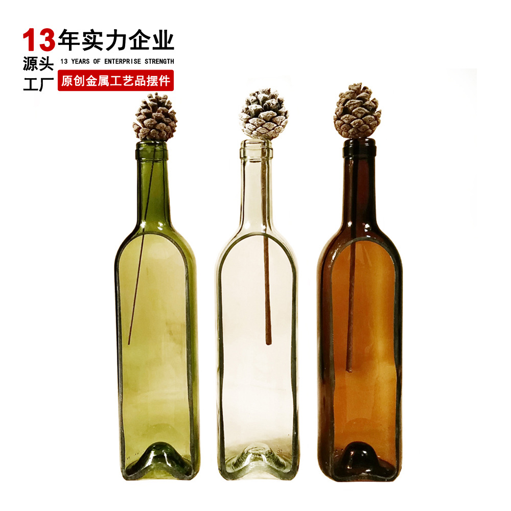 Creative Wine Bottle Decor Cutting Red Wine Bottle Artistic Conception Tableware Glass Vase Special Decoration