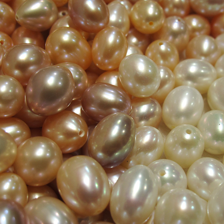 批发创业淡水珍珠 简约滴水形全孔半孔裸珍珠颗粒珠散珠