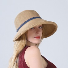 2020新款夏季女帽子卷边草编可折叠日本渔夫帽时尚赫本风帽女士帽