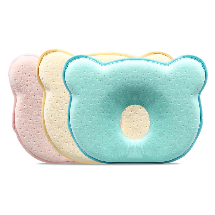 [厂家批发直售卡通熊婴儿定型枕]记忆棉枕芯新生儿防偏头枕0-3岁