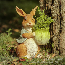 跨境货源小兔子摆件盆栽造景盆景雕塑装饰品 动物模型 树脂工艺品
