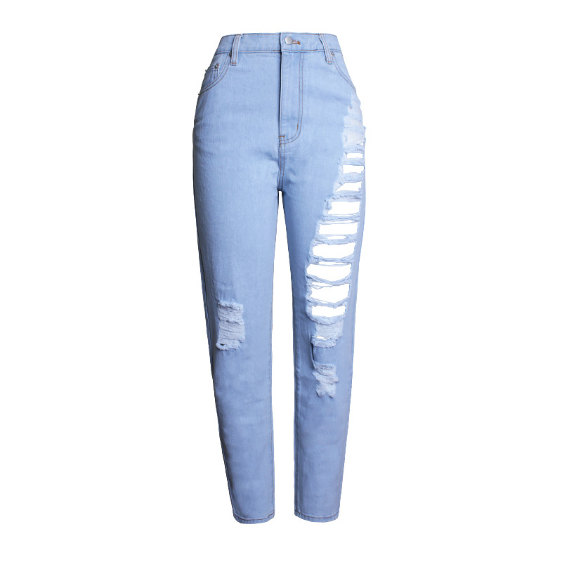 AliExpress Amazon EBay Women's Ripped Denim Loose Straight Simple Pants Cropped Pants Supply