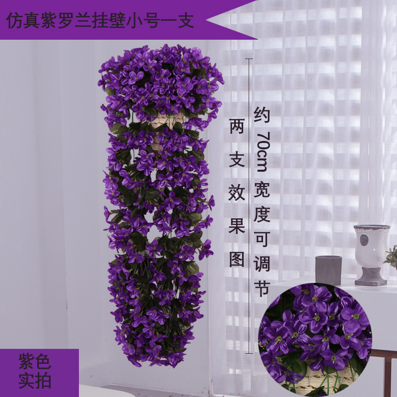 artificial flower artificial plant Simulation Violet Wall Hanging Chlorophytum Comosum Artificial Flowers Fake Flower and Plastic Flower Silk Flower HANAFUJI Rattan Balcony Wedding Celebration Decoration