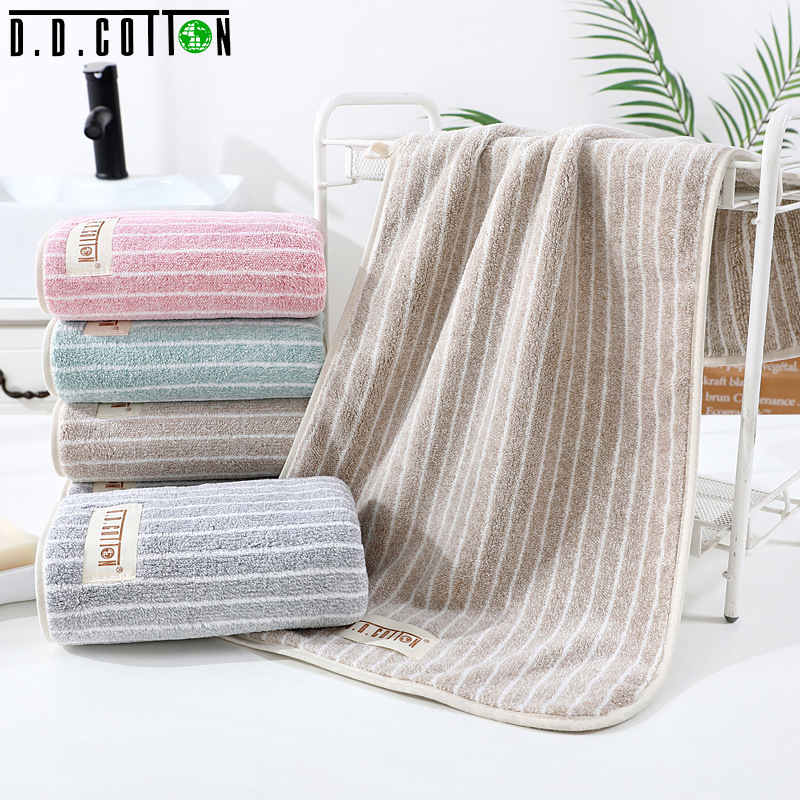 striped coral fleece absorbent hand gift towel gift box set logo face washing at home adult towel in stock wholesale