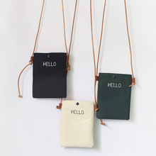 hello趣味设计纯色手机包女斜挎竖形可爱小清新钥匙包散步小包包