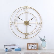 现代简约数字款大壁钟 铁艺金色创意挂钟 欧式艺术装饰钟表clock