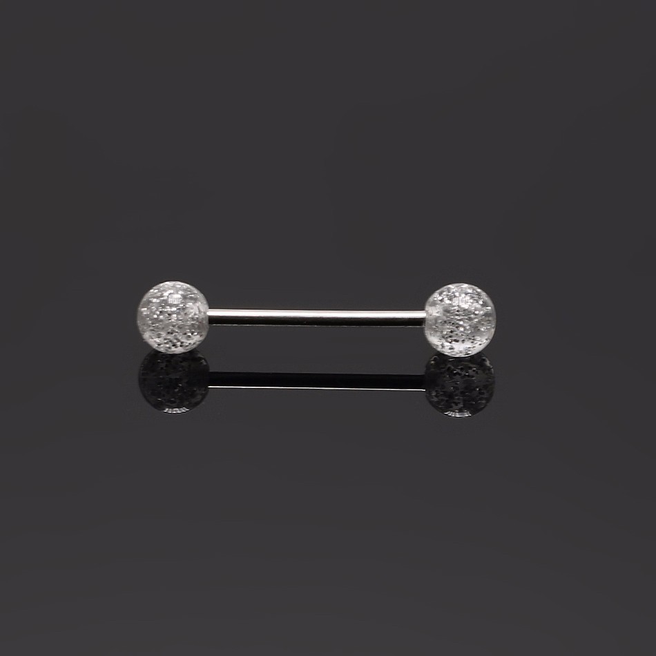 Cross-Border Ebay Aliexpress New Stainless Steel Glitter Barbell Tongue Ring Acrylic Tongue Pin Body Piercing Nipple Ring