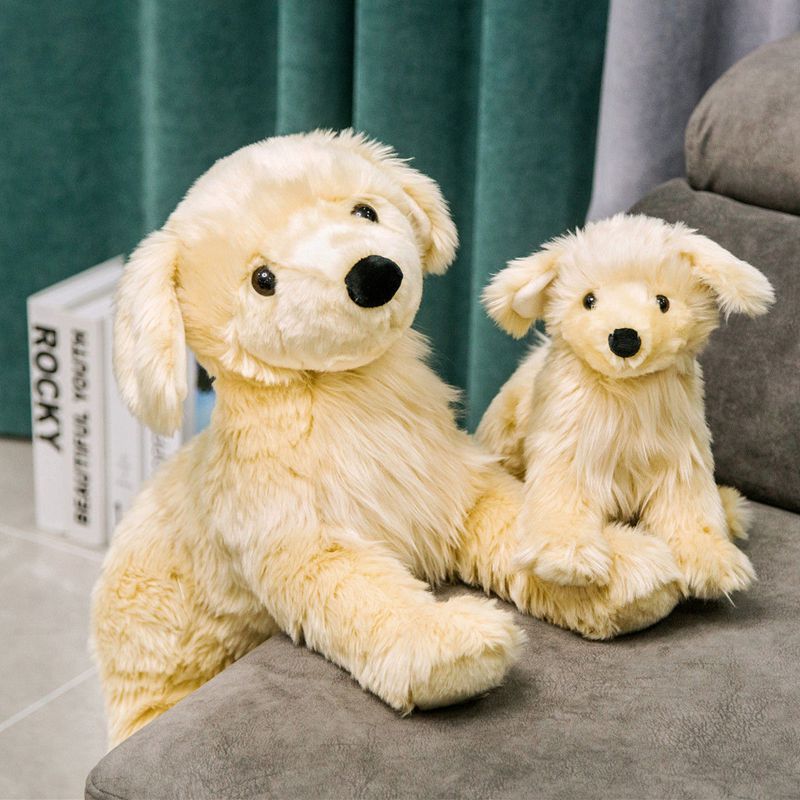 跨境动物长毛高逼真金毛犬公仔可爱小狗玩偶仿真狗狗毛绒玩具