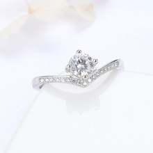 正品美国莫桑石18k白金莫桑石钻戒女925纯银仿真钻石戒指求婚结婚