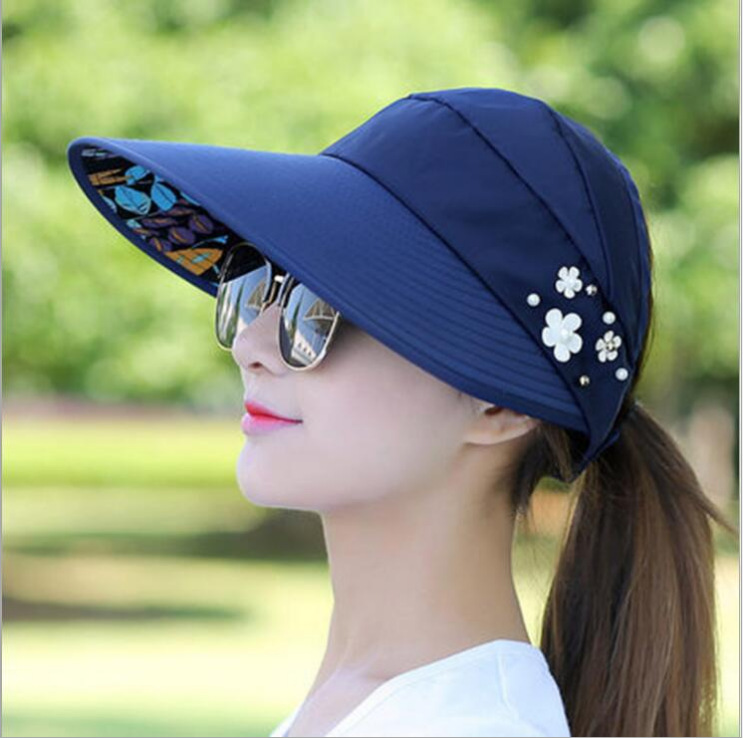 women‘s summer leisure all-matching travel uv protection korean summer foldable sunscreen pearl air top hat