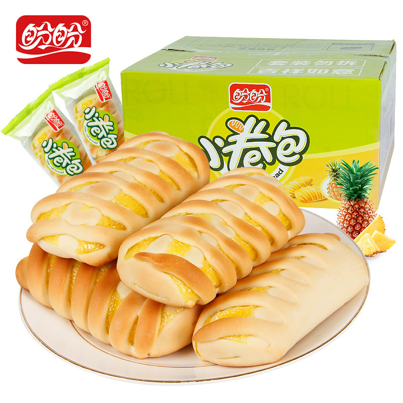 盼盼小卷包1050g水果涂层口袋面包凤梨果酱夹心面包达利园零食
