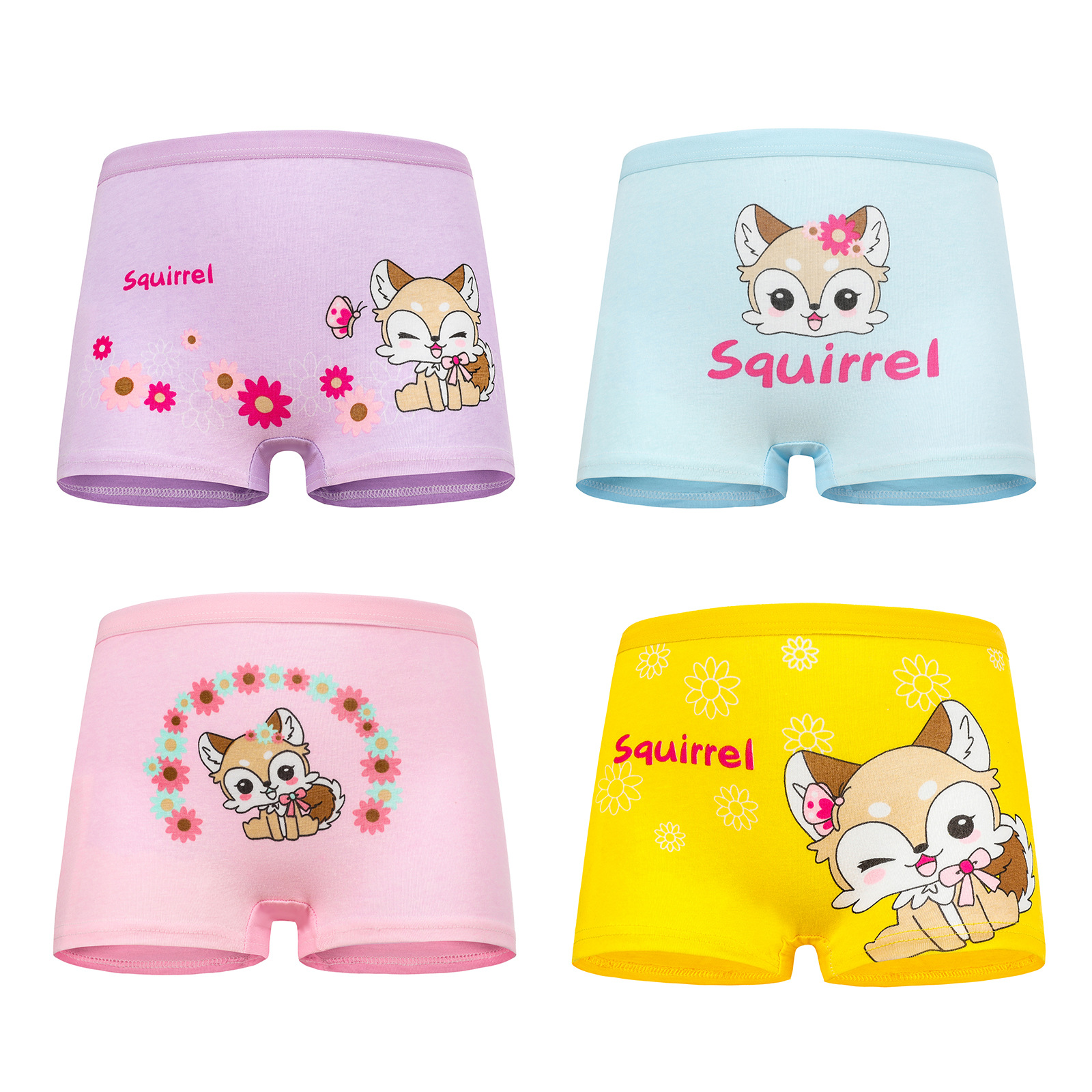 Factory Direct Supply Comfortable Class a Cotton Children's Underwear Cute Cartoon Girl Boxers Big Middle Children Briefs