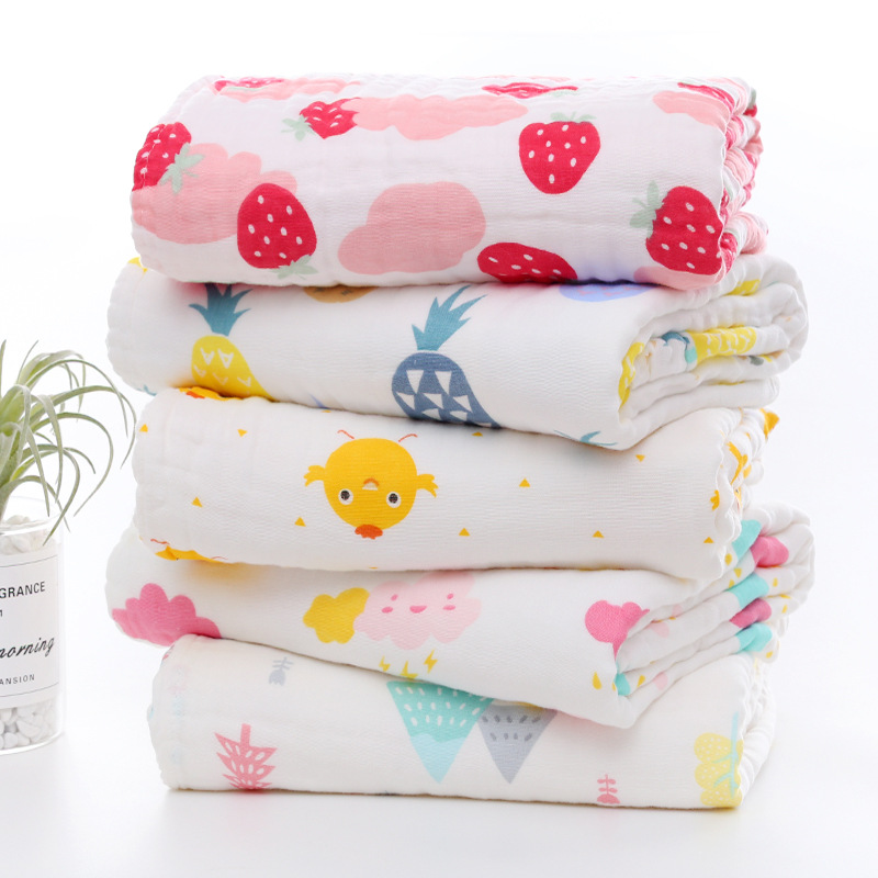 110*110 Four-Layer Gauze Baby's Bath Towel High Density Bed Cover Blanket Gro-Bag Summer Thin Bath Towel for Children Wrapping Towel