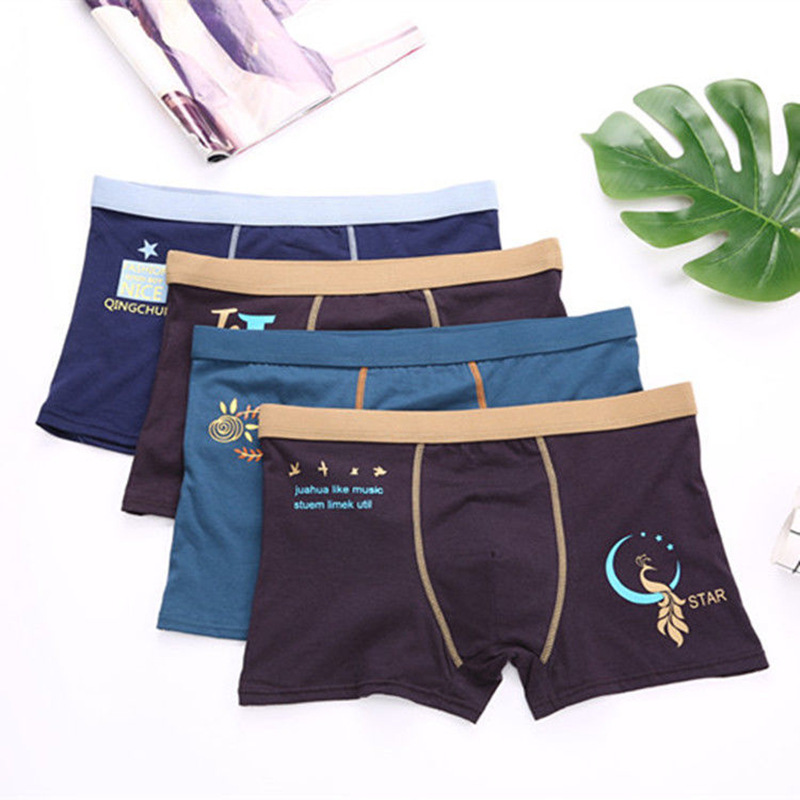 High-End Men's Pure Color Cotton plus Size Fat Guy Panties New Modal Boxer Boxer Briefs Cotton Underwear