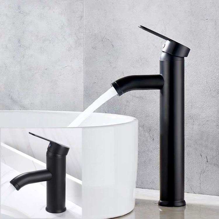 Stainless Steel Hot and Cold Water Faucet European-Style Black Counter Basin Wash Basin Faucet Bathroom Basin Faucet Water Tap