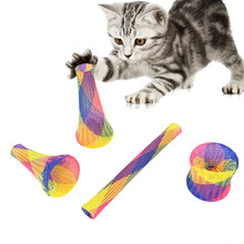 亚马逊宠物猫弹跳玩具 尼龙弹簧跳动逗猫互动用品弹簧管现货批发