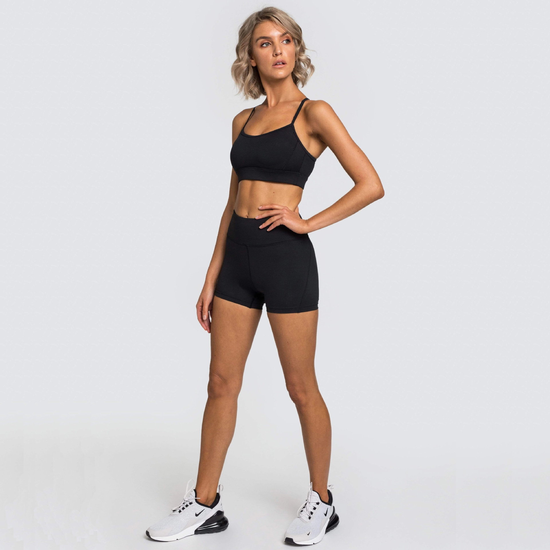 European and American Ins Hot-Selling Yoga Two-Piece Set Summer New Women's Adjustable Bra Shorts Workout Exercise Outfit