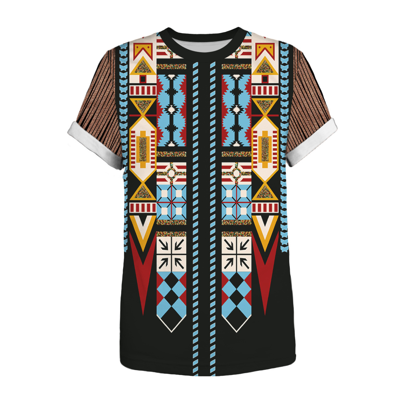 新款欧美印第安人民族元素cosplay服饰3d印花成人童装休闲短袖t恤