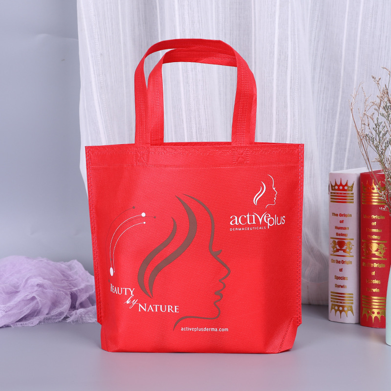 In Stock Nonwoven Fabric Bag Laminating Hand Bag Promotional Shopping Environmental Protection Education Institution Training Pocket Printed Logo Word