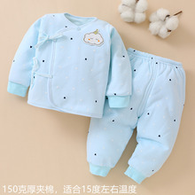 新生儿内衣套装加厚婴儿保暖套装长袖夹棉宝宝和尚服批发