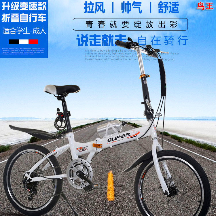 20寸折叠自行车学生车成人自行车折叠脚蹬碟刹变速自行车男女式