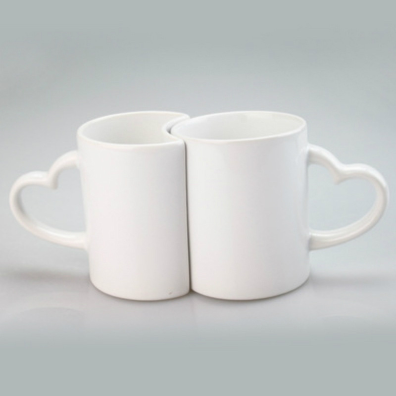 SOURCE Factory Direct Supply Heat Transfer Heart-Shaped Handle Couple's Cups Creative DIY Printable Couple's Cups