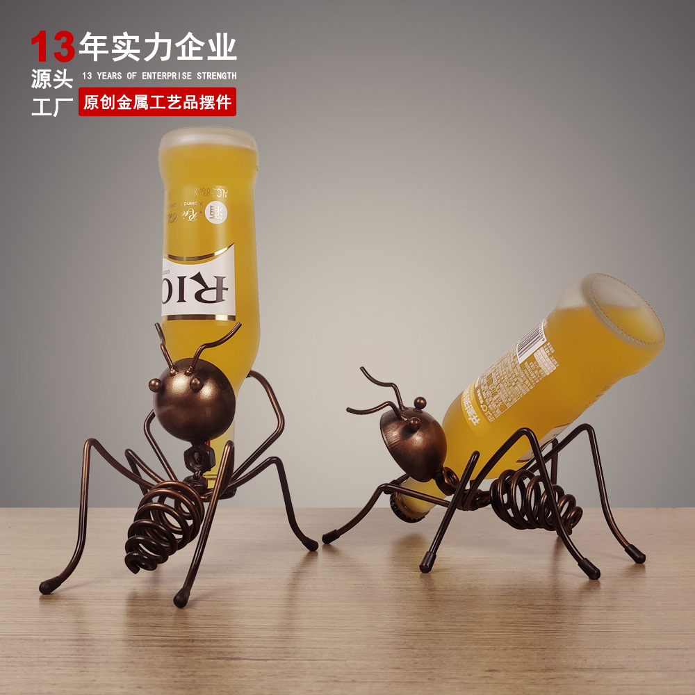 Metal Small Ant Creative Craft Wine Rack Beer Cocktail Decoration Restaurant Bar Decorations