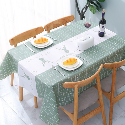 Waterproof Heat Proof and Oil-Proof Disposable Peva Tablecloth Internet Celebrity Nordic Tablecloth Cartoon Coffee Table Dining Table Printing Table Cloth Table Mat