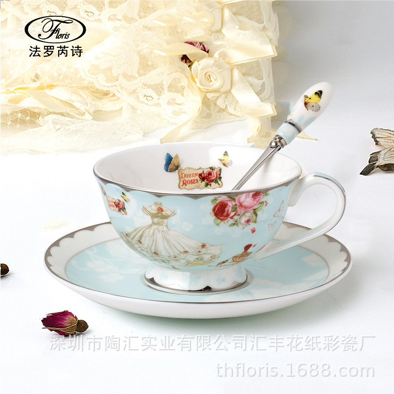 欧式金边骨瓷高颜值咖啡杯套装北欧家用英式下午茶茶具套装批发