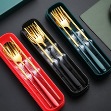 304不锈钢便携餐具韩式勺叉筷子套装创意学生户旅行餐盒礼品套装