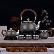福凤银壶999纯银烧水壶纯手工家用日本泡茶壶银茶具套装煮水壶