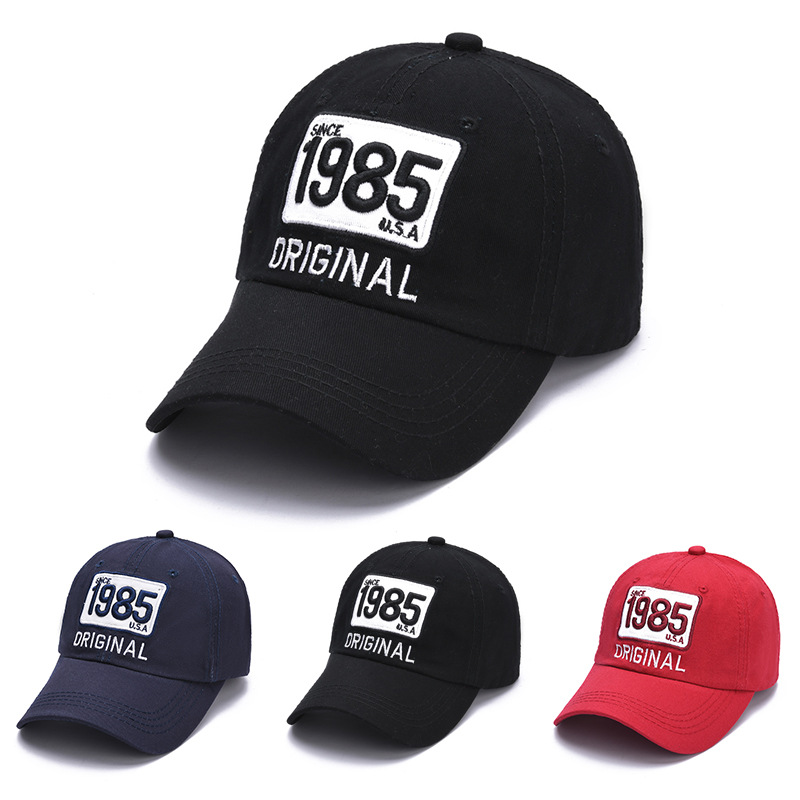 1985 digital solid color baseball cap korean style face-looking small simple casquette fashion flat brim sun hat wholesale