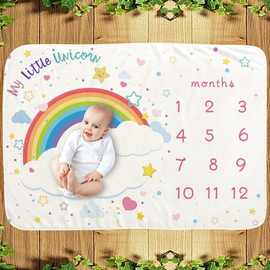 婴儿里程碑法兰绒毛毯milestone摄影童毯彩虹婴儿创意背景布