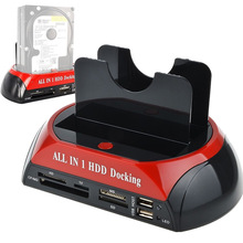 工厂高速USB2.0硬盘底座2.5/3.5寸IDE+SATA带读卡器移动硬盘盒