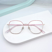 S11620不规则多边形渐变色金属荧光粉镜框近视眼镜架彩色画漆脚丝