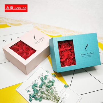 香皂玫瑰花礼盒 首饰包装盒项链戒指耳钉盒 珠宝盒饰品盒子天地盒