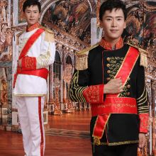 批发欧式男式宫廷装大帅服鼓乐队服黑白将军王子服舞台演出服装