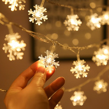 跨境热卖LED雪花灯串 电池款圣诞节彩灯 圣诞树布置闪灯串灯批发