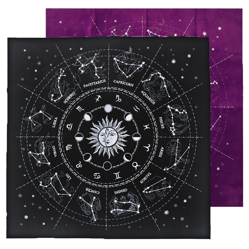 星空塔罗布十二星座神谕卡桌布塔罗牌布道具绒布tarot tablecloth