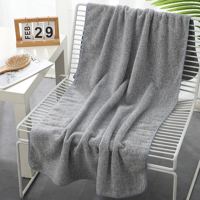Anti-Coral Fleece Bamboo Charcoal Fiber Bath Towel Three-Piece Set Suit Striped European and American Beach Towel Absorbent Thickened Wholesale