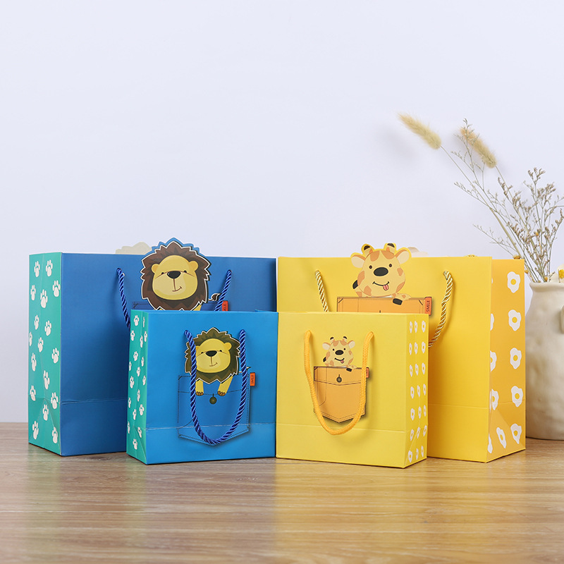 创意生日礼品袋升学宴卡通动物手提袋可爱小包装六一儿童节纸袋