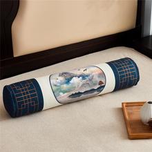新中式棉麻圆柱圆枕长条抱枕糖果枕护颈枕靠垫中国风跨境亚马逊