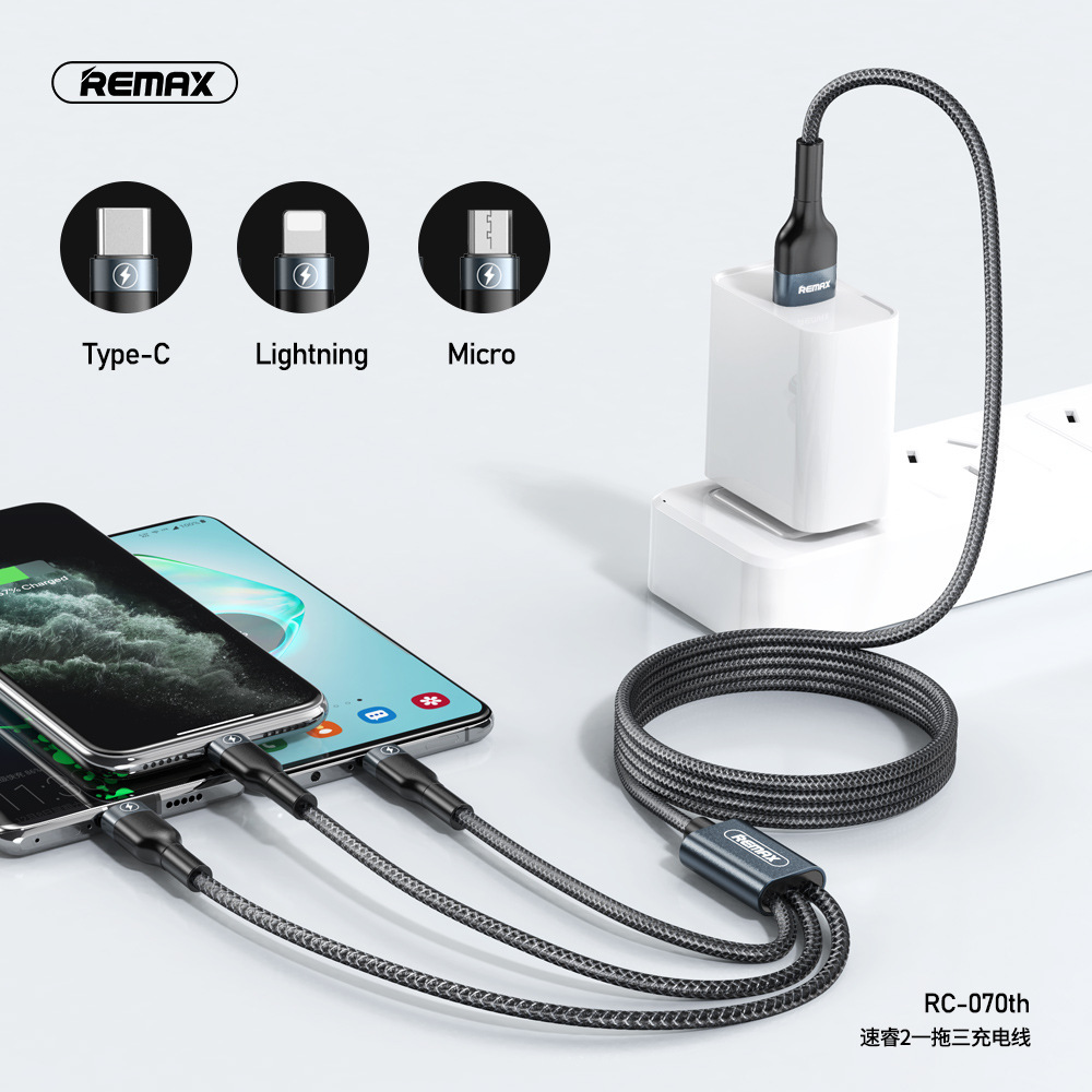 REMAX/睿量 IOS/安卓/Type-c 三合一USB线手机充电编织线工厂