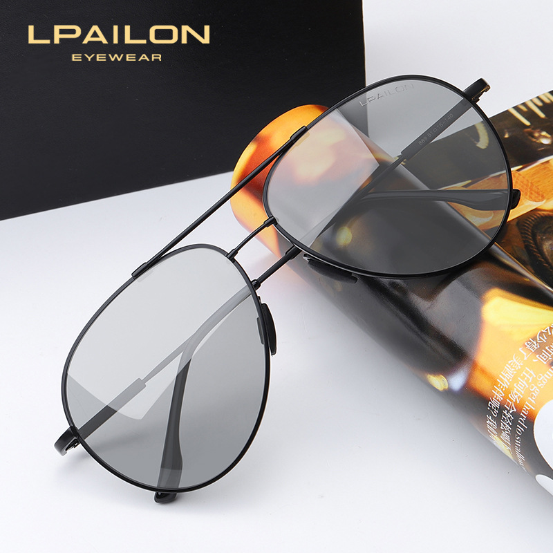 Lei Pailong Color-Changing Anti-Blue Light Sunglasses Men's Memory Titanium Frame Flying Polarized Sunglasses Driving Driver Glasses 889