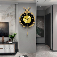 欧式轻奢钟表 客厅创意鹿头挂钟家居装饰时钟亚马逊爆款一件代发