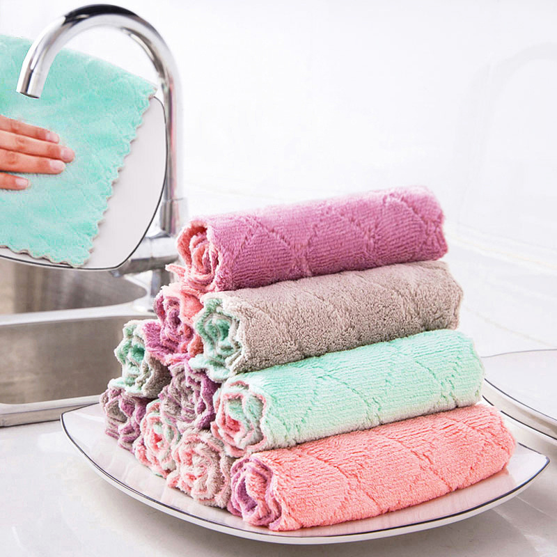 thickened dishcloth absorbent cloth oil-free scouring pad kitchen dish towel cleaning cloth table cleaning bowl-cleaning towel