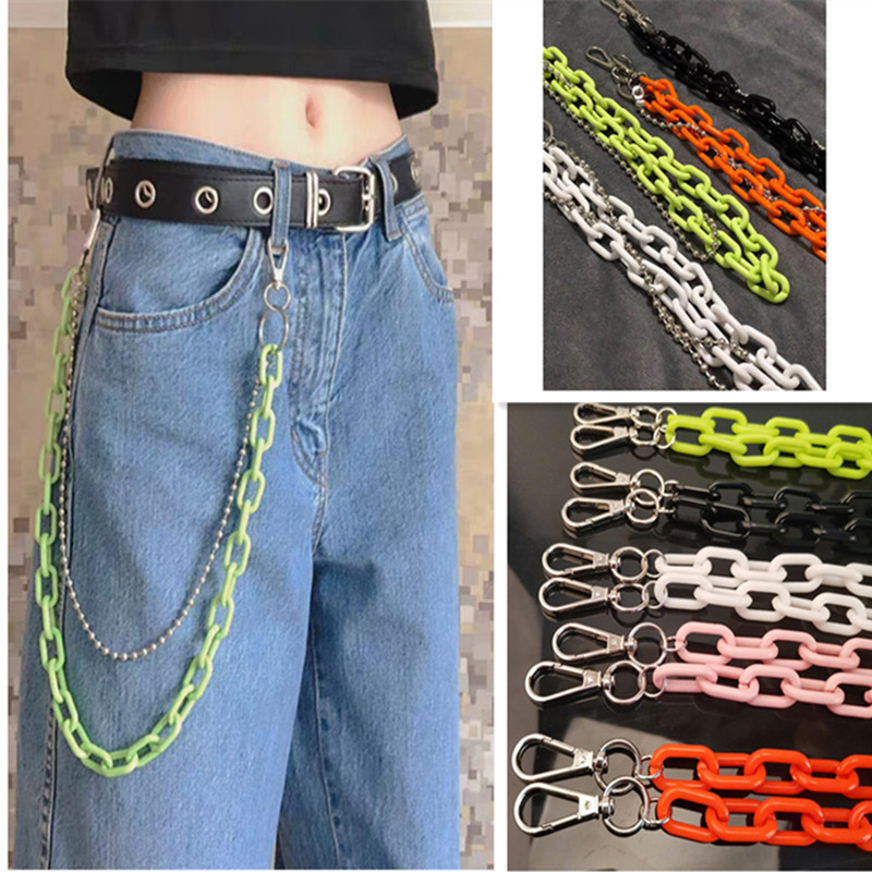 欧美金属裤链  朋克摇滚亚克力荧光树脂嘻哈装饰钥匙扣金属裤链